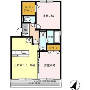 セジュール賀茂【1階】の間取り