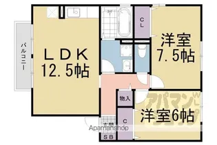 サンシャイン湖舟 B棟【202号室】の間取り