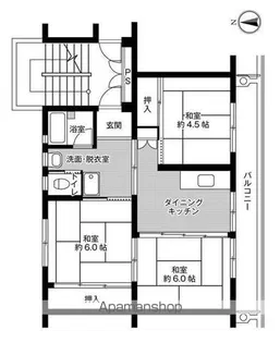 ビレッジハウス能島6号棟【401号室】の間取り
