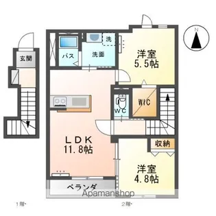 LONGRIVER四郎丸【2階】の間取り