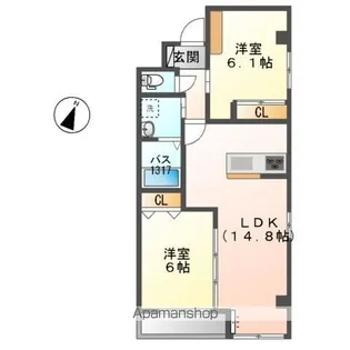 メゾンドU参番館【3階】の間取り