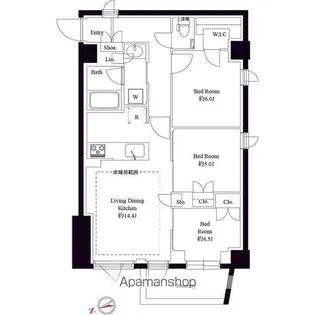 343レジデンス後楽園(オープンレジデンシア)【3階】の間取り