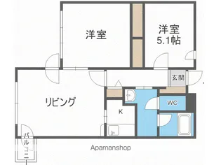 クリオパレス青葉 弐番館【1階】の間取り