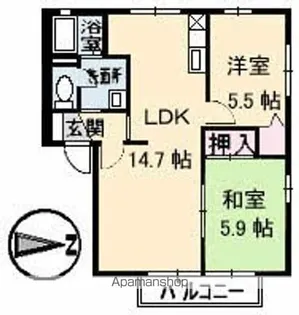 フレグランスKOZAI B棟【2階】の間取り