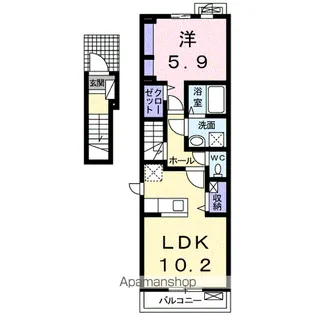 プリムローズA【2階】の間取り