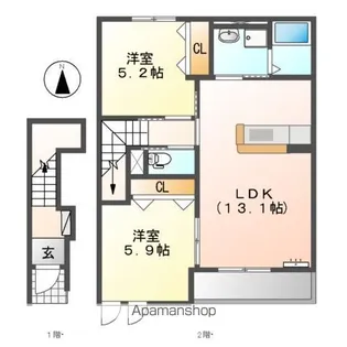 サニーアース【2階】の間取り