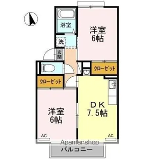 ウエストハイツ屋島【2階】の間取り