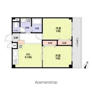 アーバンフラッツ弦巻【3階】の間取り