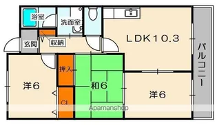 ラフィネ星田【3階】の間取り