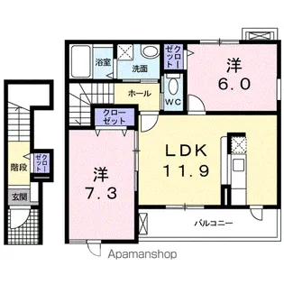 K エレガンスB【2階】の間取り