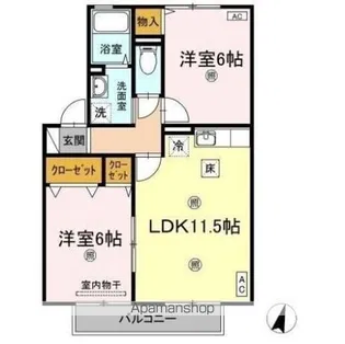 エソール長楽寺 D棟【1階】の間取り