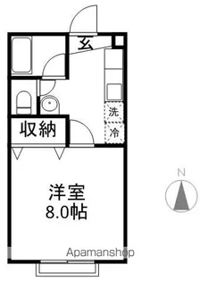 パークサイドⅠ【1B号室】の間取り