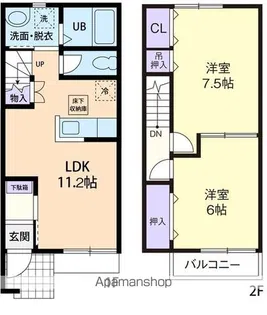 ラフィーネ小松【103号室】の間取り