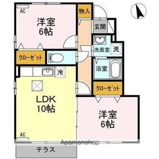 グランドソレーユII B棟【1階】の間取り