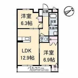 グランマスト多治米 B棟【3階】の間取り