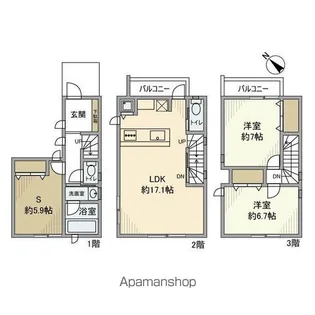 東京都渋谷区本町3丁目【一戸建】の間取り