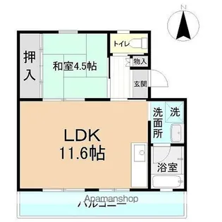 富岡ハイツⅠ【408号室】の間取り