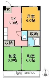 第13つくもコーポ【6階】の間取り
