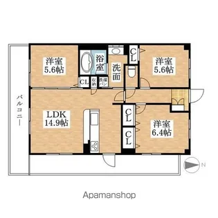 THE PARK TOKINO TERRACE【104号室】の間取り