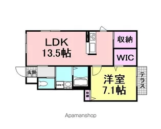 ベルメゾン西川東公園前【101号室】の間取り