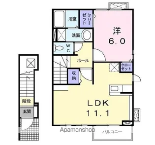 エアリー・スクエア 壱【2階】の間取り