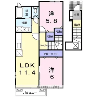 テラース磯上B【2階】の間取り