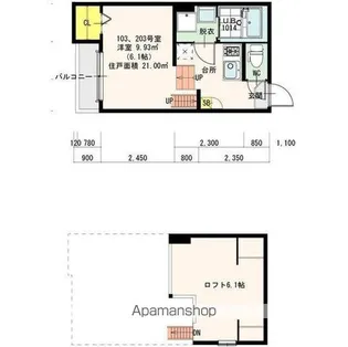 HR西三国【103号室号室】の間取り