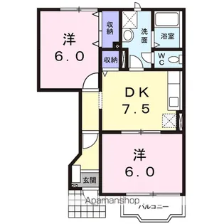 フラワーヒル B【1階】の間取り