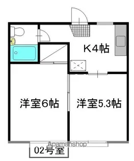 パインコート B棟【202号室】の間取り