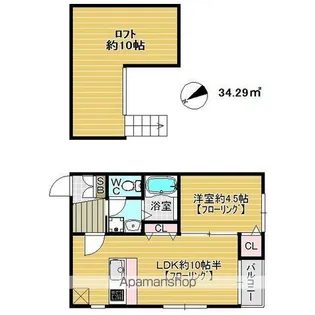 ビオス姪浜南【102号室】の間取り