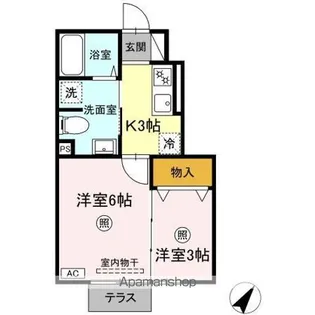 キャトルセゾン東仙台【1階】の間取り