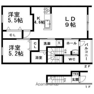 フェンネル清見【2階】の間取り
