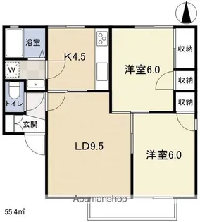 ラ・プレーヌC・D【2階】の間取り