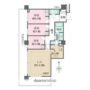 パークハウスワンズタワー【26階】の間取り