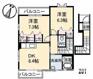 プチ・メゾン A棟【2階】の間取り