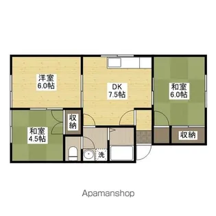 ハイツ岡本【102号室】の間取り