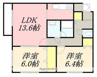 ボヌール・ピエス【406号室】の間取り