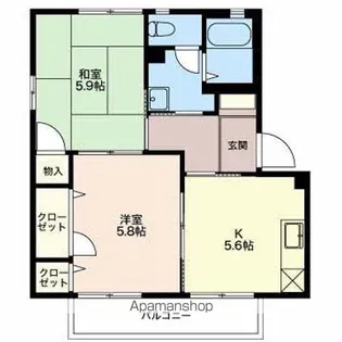 シェル上池田【B202号室】の間取り