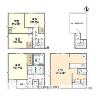 東京都足立区本木西町【一戸建】の間取り