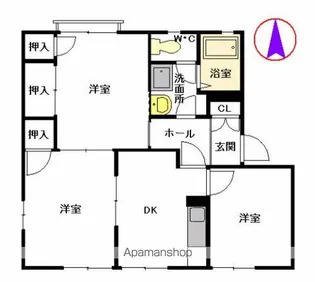 フレグランスひろせ B棟【105号室】の間取り