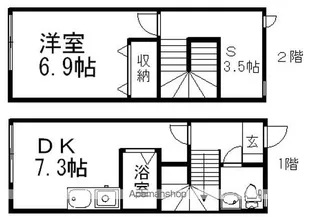 リースランド向中野 A【105号室】の間取り