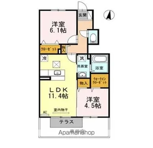 リーベクオーレ【B105号室】の間取り