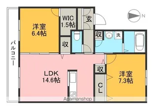 シャーメゾン初月Ⅱ A棟【3階】の間取り
