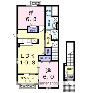 プランドール新庄Ⅱ【2階】の間取り