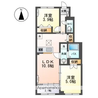 笹谷字古屋前アパート【106号室】の間取り