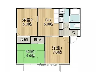 ファミール沖田B棟【B105号室】の間取り