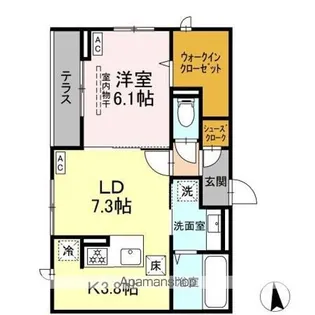 1LDKの間取り画像