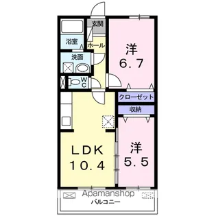 クリスタル・ハウスB【2階】の間取り