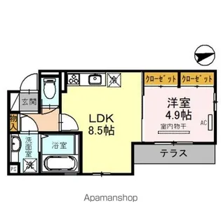 ラムココ真田山【1階】の間取り