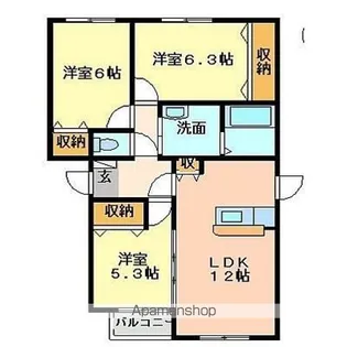エスポワールYamaso【102号室】の間取り